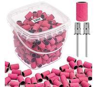 Rolybag Bandas de lijado para taladro de uñas de grano 240, bandas de lijado de uñas extremadamente finas, 200 bandas de lijado profesionales rosas y 2 brocas de uñas para manicura y pedicura