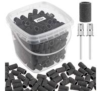 Rolybag Bandas de lijado para taladro de uñas de grano 240, bandas de lijado de uñas extremadamente finas, 200 bandas de lijado profesionales negras y 2 brocas de uñas para manicura y pedicura