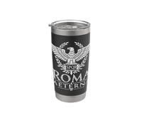 Roma Aeterna (Eterna Roma) Águila romana Envejecido Blanco Print Vaso térmico de acero inoxidable de doble pared