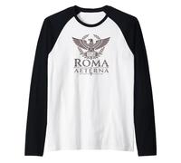 Roma Aeterna (Eterna Roma) Águila Romana Estampado Gris Pardo Camiseta Manga Raglan