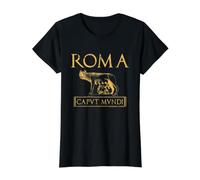 Roma Caput Mundi Loba Imperio Romano Camiseta gráfica económica, Mujer, Negro, L