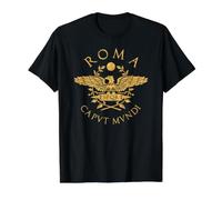 Roma Caput Mundi Roma Invicta Imperio Romano Camiseta gráfica económica, Hombre, Negro, S