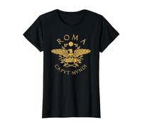 Roma Caput Mundi Roma Invicta Imperio Romano Camiseta gráfica económica, Mujer, Negro, L