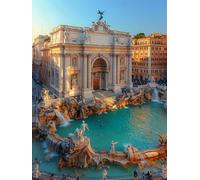Roma Diamond Painting Kit Completo, 5D Diamond Painting Fuente de Trevi Pintura Diamante Adultos, DIY Redondo Diamond Art Bordado Painting Puzzle de Diamantes pour Decoración Pared Hogar 30x40cm -Ce5