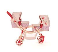 Roma Flora Twin Carro de Muñecas Gemelar - Cochecito y Carrito de Paseo Floral para 2 Muñecas (hasta 46cm) - Manillar Ajustable (50-88 cm), Asientos Reversibles y Plegable - para Niños 3-8 Años
