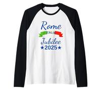 Roma Italia Bandera Italia Souvenir Roma 2025 Jubileo Peregrinación Camiseta Manga Raglan