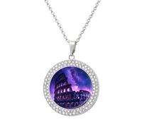 Roma Italia - Collar con colgante ajustable para mujer, diseño de monumento antiguo famoso para mamá, esposa, novia, talla única, Metal