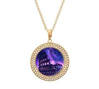 Roma Italia - Collar con colgante ajustable para mujer, diseño de monumento antiguo famoso para mamá, esposa, novia, talla única, Metal