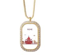 Roma Italia - Collar con colgante de diamantes y cristales dorados