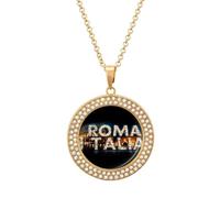ROMA ITALIA - Collar con colgante personalizado para mujer, collares de diamantes redondos, regalos de joyería para hombres y cumpleaños, talla única, Metal