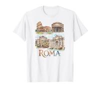 Roma Italia Monumentos Acuarela Camiseta
