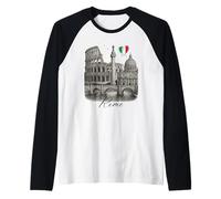 Roma Italia Monumentos Arte Romano Coliseo Viaje Souvenir Camiseta Manga Raglan