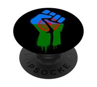 Roma Lives Matter - Bandera de puño romaní de Viajero desgastada PopSockets PopGrip Adhesivo