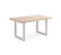 Roma, Mesa de Comedor Fija, Acabado en Roble y Blanco, Medidas: 150 cm (Largo) x 90 cm (Ancho) x 77 cm (Alto)