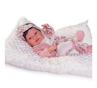 Roma Muñeca Antonio Juan - Pipa Recién Nacido Cuerpo Suave 42cm, Pintado a Mano, Ojos Moviles, Manta Incluida, Fabricado en España