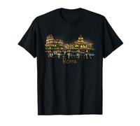 Roma Noche Italia Viaje Recuerdo Panorama City Monumento Regalo Camiseta