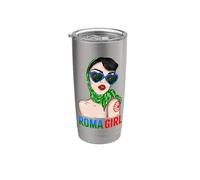 Roma Traveller Girl - Romani Flag Proud Womens Vaso térmico de acero inoxidable de doble pared