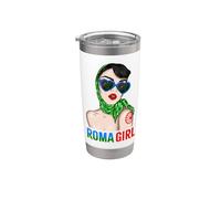 Roma Traveller Girl - Romani Flag Proud Womens Vaso térmico de acero inoxidable de doble pared