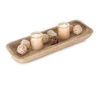 Romadedi Bandeja decorativa de madera, bandeja decorativa alargada, bandeja para llaves, bandeja de madera, rectangular, decoración de mesa, mesa de comedor, salón, artículo decorativo, cuenco para