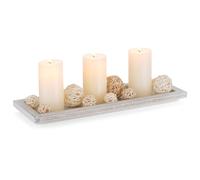 Romadedi Bandeja rectangular de madera decorativa: alargada de madera, bandeja decorativa vintage, bandeja de madera para velas, mesa central, decoración de mesa para el hogar, mesa de café, cocina,