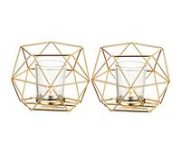 Romadedi Candelabros Decorativos de Velas Portavelas Dorada - Geométrica Portavelas Decorativo Juego de Para Velas Moderna Decoración Hogareña, de la Sala de Estar, de Boda, Navidad Partido, Oro