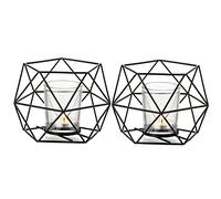 Romadedi Candelabros Decorativos de Velas Portavelas Negro - Geométrica Portavelas Decorativo Juego de 2, Para Velas Moderna Decoración Hogareña, de la Sala de Estar, Boda, Navidad Partido