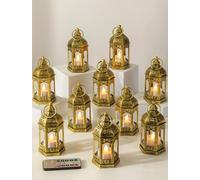 Romadedi Mini linternas decorativas para centros de mesa, juego de 20 faroles pequeños dorados vintage a granel con control remoto para decoración de mesa de boda, fiesta, ramadán, Navidad, Halloween