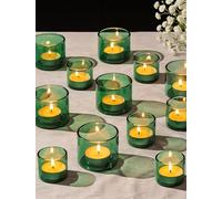 Romadedi Portavelas de cristal verde, juego de 12, 4,6 x 4 cm/5,7 x 5 cm