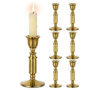 Romadedi - Portavelas vintage de bronce para candelabro, juego de 6 varillas cónicas doradas rústicas para decoración retro victoriana antigua, mesa de comedor, Navidad, boda, centro de mesa, sala de