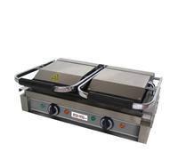 ROMAG Sandwichera Panini Doble para Sandwich y Carne, Placas Acero Inoxidable, 230V/50Hz, 3600W, 210x395x570 mm