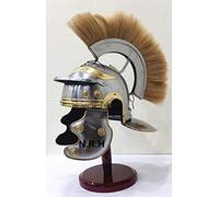 Roman Centurion Armor - Casco con Pluma Rubia en el Soporte