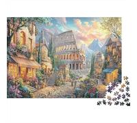 Roman Village Rompecabezas de 1000 Piezas para Mujeres y Hombres Escena del Coliseo Romano Rompecabezas Imposible y Difícil | Actividad en el Hogar 38x26cm/1000pcs