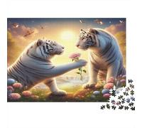 Romance de los Tigres Blancos Puzzle 1000 Piezas Papel Reciclado para Adultos Puzzle para Adultos Juego Educativo para descompresión Excelente Idea de Regalo para Mujeres y Hombres 52x38cm/1000pcs