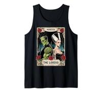Romance Frankenstein The Lovers Tarot clásico Ambiente de Halloween Camiseta sin Mangas