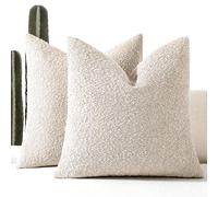 ROMANDECO Boucle - Juego de 2 Fundas de Almohada Decorativas para sofá, 18 x 18 Pulgadas, Color Beige