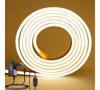 ROMANJOY Tira LED Neon 10M para Exterior - Luz Cálida 3000K, Silicona Suave IP67, Regulable - Ambiente Acogedor para Terraza, Jardín y Patio