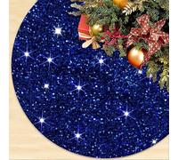 ROMANKAS Faldón de árbol de Navidad azul real, de terciopelo con purpurina, 60 pulgadas, con lentejuelas, tapete grande para árbol de Navidad, falda de cubierta de árbol de Navidad brillante, tapete