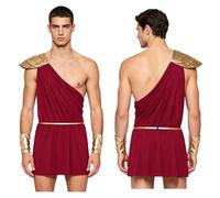 Romano Hombre Traje Guerrero Medieval Traje Juego Roles Dios Romano Elegante Juego Roles Caballero Ropa A La Modo Julio César Rave borgoña S