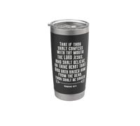 Romanos 10:9 Que si confesaras con tu boca a Jesús Vaso térmico de acero inoxidable de doble pared