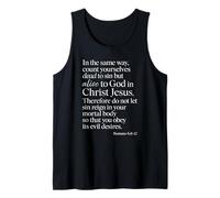 Romanos 6:11 Vivo para Dios En Cristo Jesús Verso Bíblico Oración Camiseta sin Mangas