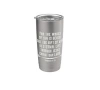 Romanos 6:23 Porque la paga del pecado es muerte, pero el don de Vaso térmico de acero inoxidable de doble pared