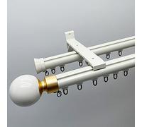 RomanRod & Track - Soporte de pared resistente 2 en 1, divisor de habitación ajustable de 1,5 m, elegante barra doble blanca para decoración del hogar y privacidad