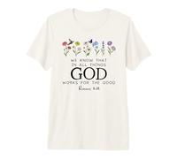Romans 8:28 Christian Bible Verse We Know God Works for Good Camiseta Premium