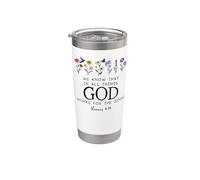 Romans 8:28 Christian Bible Verse We Know God Works for Good Vaso térmico de acero inoxidable de doble pared