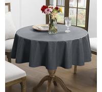 Romanstile Hule Mesa Redonda, Mantel pequeño de PVC Antimanchas Gris, Impermeable con Textura Tipo Lino y Ribete Reforzado, Resistente y fácil de Limpiar, 80 cm, para Pascua, Cocina y Uso Exterior