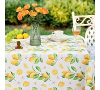 Romanstile Mantel de cera para mesa de 100x100 cm Mantel de mesa de limón para el centro de mesa con bordes cortados, impermeable, resistente a la intemperie para mesa de comedor, jardín, balcón