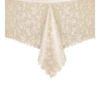 Romanstile - Mantel de hule fácil de lavar, 140x180 cm, color beige, rectangular, 350GSM, con flores, de plástico, impermeable, resistente al clima, resistente para fiestas, al aire libre, Navidad