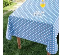 Romanstile Mantel Exterior Impermeable Jardin Manteles Antimanchas Rectangular Azul con Lunares Plastico 140x240 cm Lavable Hule Resistente,para Verano,Fiesta,Cumpleaños,Picnic,Barbacoa,Comedor