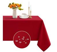 Romanstile Mantel navideño de 140 x 240 cm, para 8-10 plazas, rojo, antimanchas, rectangular, impermeable, elegante mantel para Navidad, exterior, cumpleaños, hotel, restaurante, bar, café, cerveza,