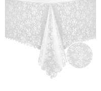 Romanstile - Mantel navideño de hule, 140 x 180 cm, a juego, lavable, blanco, 350GSM, gran mantel festivo, impermeable, elegante decoración para fiestas, Nochevieja, al aire libre, Año Nuevo